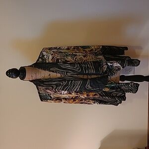 Alberto Makali Cardigan Women’s Large Multicolor Animal Stripe Artsy Open Front